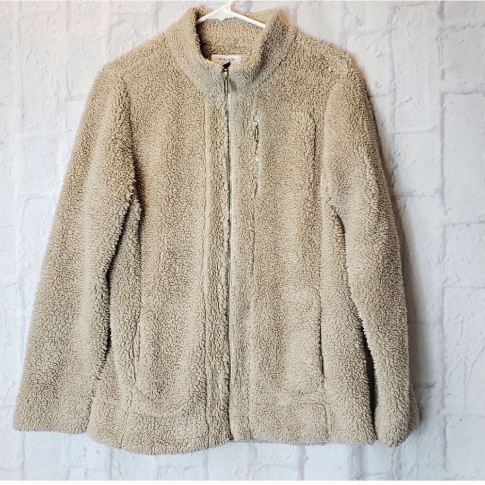 CALVIN KLEIN Full-zip Teddy Bear Fleece Jacket Coat Medium